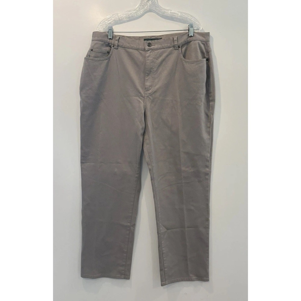 Lauren‎ Ralph Lauren Jeans Co Womens 18W Taupe Gray Straight Leg Stretch Pants
